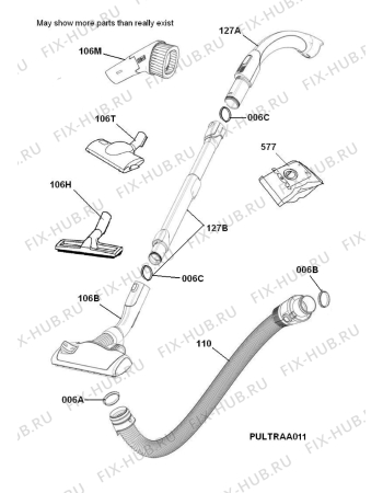 Взрыв-схема пылесоса Electrolux ZUF4201OR - Схема узла Accessories